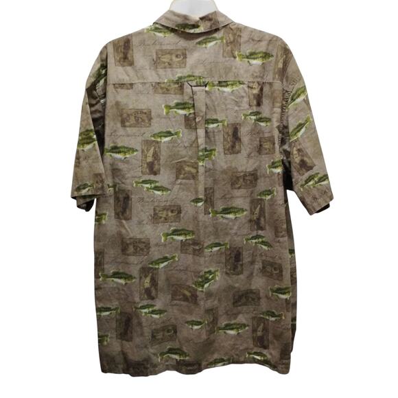 🐟Columbia River Lodge Fishing Shirt 🎣 XL Cotton Angler Print Short Sleeve🚣 - Picture 4 of 15